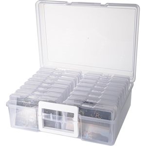 Clear <b>Plastic</b> Photo Storage <b>Box</b> with Handle 16 4-6 Inch Photo Cases for Photos Green Paper & Media Storage Containers - Product Image 1