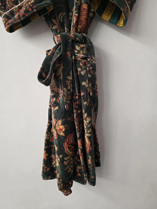 เสื้อคลุมกิโมโนผ้ากำมะหยี่พิมพ์ลายด้วยมือยาวเต็มตัวแขนยาวผ้ากำมะหยี่ระบายอากาศได้ดีเป็นมิตรกับสิ่งแวดล้อมสำหรับฤดูร้อน - Product Image 5