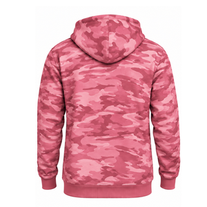 Mens <b>Pink</b> Camouflage <b>Hoodie</b> Pullover Long Sleeve Drawstring Hood Kangaroo Pocket Casual Streetwear Sportswear Clothing Apparel - Product Image 2
