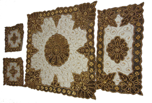 Woven Net Velvet <b>Table</b> <b>Cover</b> with Intricate Embroidery & Soft Velvet Border Luxury Designer Eco-Friendly Customizable Tablecloth - Product Image 4