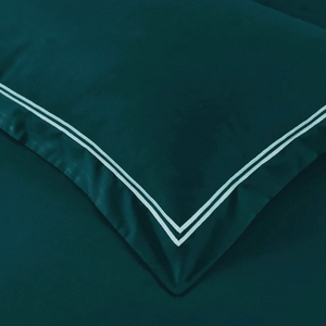 Modern T-150 Cotton Emerald Baratta Stitch Quilt Cover Solid <b>Black</b> with <b>White</b> Stitching 3 Piece <b>Bedding</b> - Product Image 4