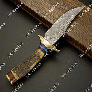 Cuchillo Profesional UA Supplies DIY Multifuncional de Acero de Damasco para Caza y Camping al Aire Libre con Mango Ergonómico de Cuerno de Ciervo y Punta Caída - Product Image 2