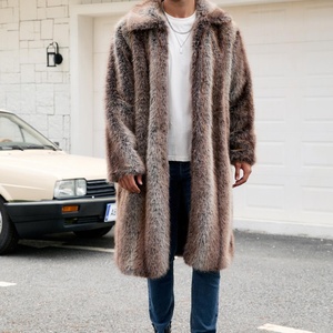 Autumn Winter New Square Collar Faux Fur <b>Long</b> Coat Warm Thickened Overcoat Single <b>Men's</b> <b>Jacket</b> - Product Image 4