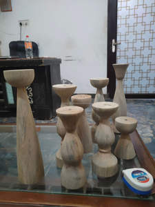 Portavelas de Madera Hecho a Mano, Soporte para Velas de Té, Decoración Navideña para el Hogar, Impresión Serigráfica, Forma Ovalada, Artesanía - Product Image 2