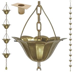 Cadena de Lluvia Decorativa de Metal Rústico con Aspecto Vintage, Duradera, para Jardín, Adorno Colgante, Gotas de Agua de Lluvia - Product Image 2