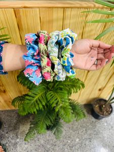 Wholesale assorted color handmade cotton scrunchies stretchable hair accessories hippie ponytail holders soft elastic hair ties - Product Image 5
