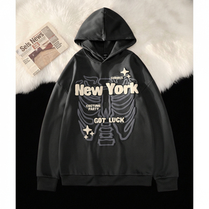 Sweat à capuche zippé personnalisé marron avec strass pour hommes et femmes, style streetwear oversize, imprimé graphique, mode de luxe - Product Image 1