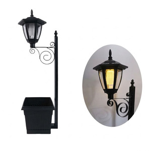 Lámpara Solar de Jardín con Jardinera, Farol Solar de Jardín con Soporte para Macetas - Product Image 1