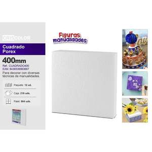 Feuille de polystyrène carrée 40x40cm, thème géométrique, décorations artisanales, origine Espagne, produit artisanal - Product Image 1