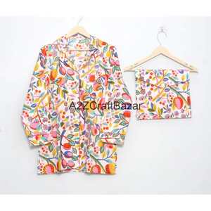 Chemisier Bohème Romantique à Imprimé Floral pour Femme, 100% Coton, Manches Courtes, Col Rabattu, Fermeture à Cordon, Respirant, Séchage Rapide, Doux pour l'Hiver - Product Image 2