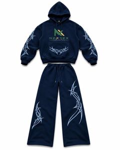 Custom <b>Men</b> Tribal Print Pullover Hoodie Wide Leg Sweatpants Set 2 Piece <b>Winter</b> Y2K Streetwear Hip Hop Fleece Tracksuit <b>Clothes</b> - Product Image 3