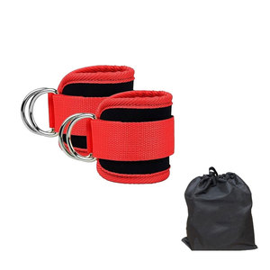 Sangles de cheville en nylon rouge avec anneaux métalliques pour l'exercice physique, sac à cordon durable inclus, utilisation toutes saisons - Product Image 1