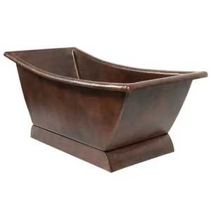 Elegant Rustic Freestanding Copper Bathtub Luxury Vintage Soaking Tub High Back Curved <b>Edges</b> Oval Shape Eco-Friendly. - Product Image 5