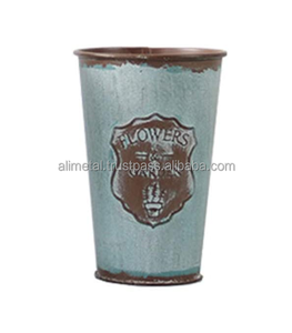 Juego de 3 macetas de hierro galvanizado de Metal de diseño Vintage personalizado, Cubo de flores de Metal para decoración de hogar y jardín - Product Image 1