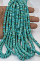 Perles de pierre en turquoise naturelle de l'Arizona, facettées, en forme de pneu, 6 mm, 16 pouces, pour la fabrication de bijoux