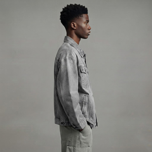 Top Trending article Acid wash <b>Custom</b> <b>Denim</b> <b>Jacket</b> for man 100% Cotton Vintage wash Windproof men's <b>jacket</b> with side pockets - Product Image 2