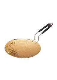 Poêle Tawa Indienne Traditionnelle Martelée en Laiton Pur Bold Blossom, Faite à la Main, Antiadhésive, Résistante à la Chaleur, Écologique, Compatible Tous Types de Cuisinières - Product Image 3