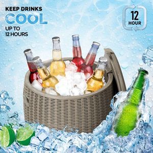Contenitore Refrigerante Multifunzionale da 9,5 Galloni in LLDPE, Tavolino Portatile per Cocktail da Esterno con Maniglia Integrata - Product Image 4