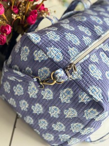 Large Luxury Quilted Cotton Duffle <b>Bag</b> Zipper High Quality Boho Vintage Block Print Trending Weekender Travel Shoulder <b>Overnight</b> - Product Image 4