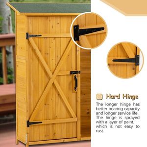 Capannone per attrezzi in legno per esterni con porta chiudibile a chiave ripiani a falda naturale-per soluzioni di stoccaggio per interni - Product Image 6