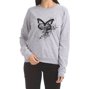 Sudadera de cuello redondo de algodón 100% de gran tamaño para mujer, sudadera de manga larga de otoño con estampado de logotipo personalizado, Tops de punto informales - Product Image 1