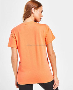 Camiseta en blanco de gran tamaño para mujer con cuello redondo y hombros caídos, camisetas de gimnasio para correr de algodón peinado 100%, camisetas transpirables para mujer - Product Image 2