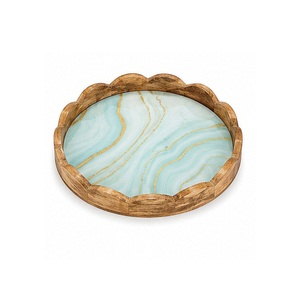 Plateau de rangement en bois, design moderne et luxueux, motif floral, bord sculpté, finition polie, multifonction, passe au lave-vaisselle, épaisseur 2 cm - Product Image 6