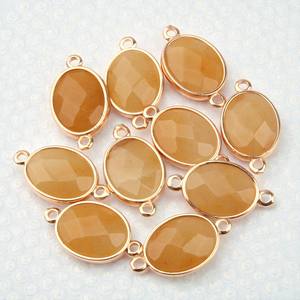 Connecteur ovale en pierre de soleil naturelle 10x14mm à sertir soi-même |   Fournitures de fabrication de bijoux en argent sterling plaqué or - Product Image 1