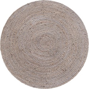 Round Braided Jute Area Rug Solid Color Bohemian Style Handcrafted Thin Flat Pile Living Room Use Spot Clean - Product Image 3