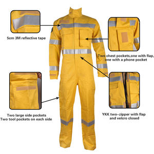250 GSM Hi-Vis Polycotton Reflective Quick Dry Breathable Durable Industrial Work Coverall Safety <b>Overalls</b> Uniform Available - Product Image 4