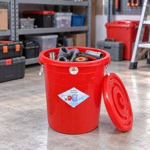 35L Food Grade <b>Plastic</b> Bucket Secure Lid Metal Handles Rice Water <b>Laundry</b> Tools Storage Container Household B2B Bulk Drum - Product Image 1