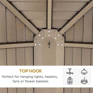 10 'X 13' marrone Hardtop giardino padiglione Gazebo con tende a rete e gancio a soffitto esterno per uso giardino - Product Image 6