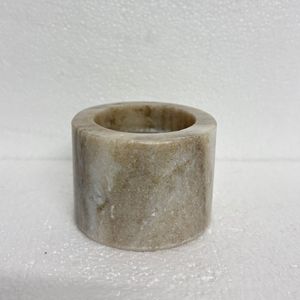 Vintage Collection Small White Natural Marble Handmade Oval Shape Silk Screen Printed <b>Tea</b> <b>Light</b> Holder Metal Bottom AH Creations - Product Image 3