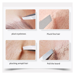 Pinzas para depilación de cejas de acero inoxidable, pinzas inclinadas hechas a mano para depilación facial y de cejas, mejor agarre. - Product Image 3