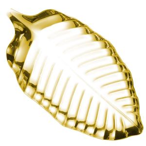 Wholesale Luxury Leaf Shaped Gold Metal Serving Tray Bulk Hotel Platter with Elegant High Polished <b>Mirror</b> Finish Home Decor - Product Image 5
