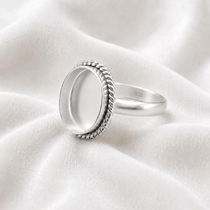 925 Sterling Silver Oval 8x10mm Bezel <b>Ring</b> Setting Semi Mount <b>Ring</b> <b>Blank</b> for Oval Cabochon Gemstone DIY Jewelry Making - Product Image 2