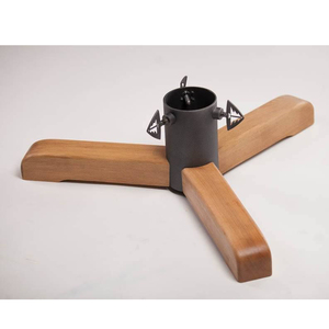 Support de base pour sapin de Noël en métal et bois de hêtre avec piquet, support robuste pour sapins vivants jusqu'à 8 pieds - Product Image 1