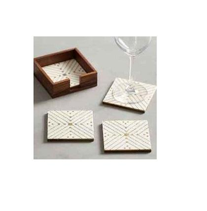 Sous-verre en os incrusté de pierre, 2 couleurs, pour tasses à thé, café et bière / Produit en vente - Product Image 4