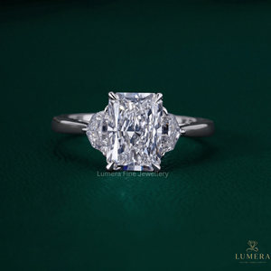 Anillo de Diamante de Corte Radiante Incoloro Exquisito de 2.946 Quilates, Color DE, Claridad VVS VS, con Piedras Laterales Cadillac, Joyería de Compromiso de Lujo - Product Image 3