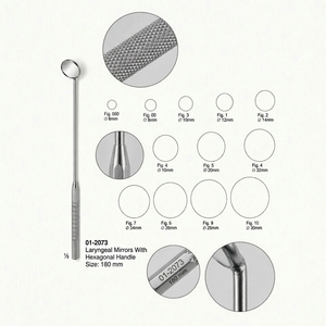 Miroir laryngé avec manche hexagonal - Instrument de diagnostic ORL en acier inoxydable - Miroir dentaire buccal avec poignée antidérapante - Product Image 3