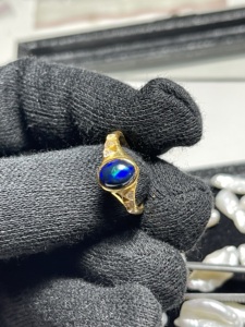 18K Gold Opal Diamond Ring: October Birthstone Fire Opal Ring <b>Silver</b> Ring, Ethiopian Opal Ring Genuine Opal Ring - Product Image 6
