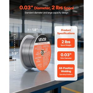 Filo per saldatura MIG a nucleo flessibile E308LFC-O da 0,03 pollici, 2 libbre, senza gas, in acciaio inossidabile, a bassa schizziatura, per tutte le posizioni, prodotto ad alte prestazioni - Product Image 2