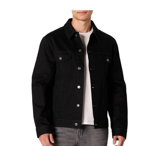 Men’s <b>Black</b> <b>Jean</b> <b>Jacket</b> Classic Trucker Style Slim Fit Button Closure Casual Denim Coat Streetwear Essential for men - Product Image 1
