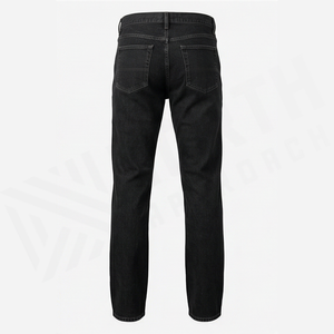Jean en denim coupe droite délavé foncé pour homme, taille haute, coupe slim, en coton, style décontracté, pantalon d'automne - Product Image 2
