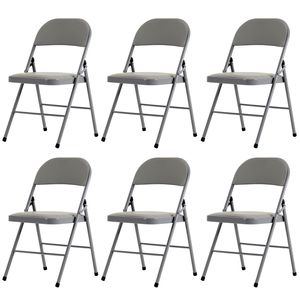 Set di 6 Sedie Pieghevoli Eleganti in PVC Grigio e Ferro per Esposizioni e Convenzioni - Product Image 4