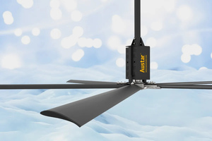 Ventilador de bajo consumo y alta velocidad para grandes espacios, con aspas metálicas, moderno e industrial, para enfriamiento eficiente en fábricas. - Product Image 3