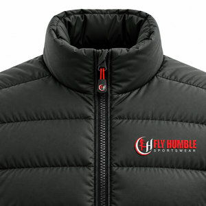 เสื้อแจ็คเก็ตพัฟเฟอร์สีดำสำหรับผู้ชาย Fly Humble คอตั้ง ปิดด้วยซิป กันลม เหมาะสำหรับฤดูหนาว สวมใส่สบาย บุด้วยใยโพลีเอสเตอร์หนา สีพื้น - Product Image 5