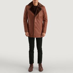 TOPEAK SPORTS <b>Men's</b> Genuine Leather <b>Shearling</b> <b>Coat</b> Winter Warm Fur Lined Long Jacket Classic Casual Fashion Outerwear Quick Dry - Product Image 1