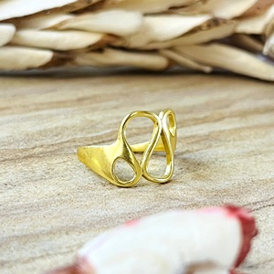 Anillo minimalista abstracto de alta demanda, joyería bohemia de latón para mujer, chapado en oro de 18k, anillo abierto liso para venta al por mayor/OEM/ODM - Product Image 2