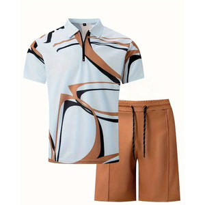 2026 Latest Unique Customization Men Fashion Printed Short SummerSet Tracksuit Men's Printed Sleeveless Shirt and Shorts Set - Product Image 1